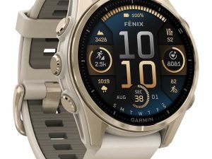 Garmin fenix 8 AMOLED Sapphire GPS Smartwatch - 43mm - Nebelgrau/Softgold